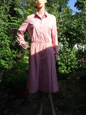 Vtg 70s Herman Marcus Dallas Shirtwaist Dress Dusty Rose Velvet Skirt Pockets M